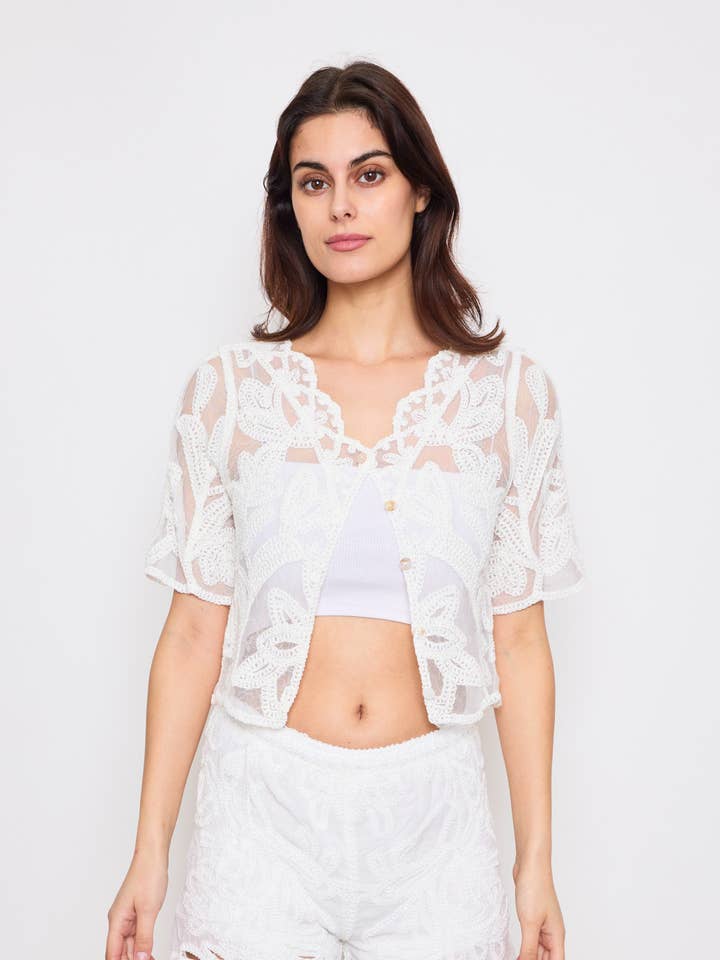 Short-sleeved crochet vest 2513-CROCHET for wholesale by Frime