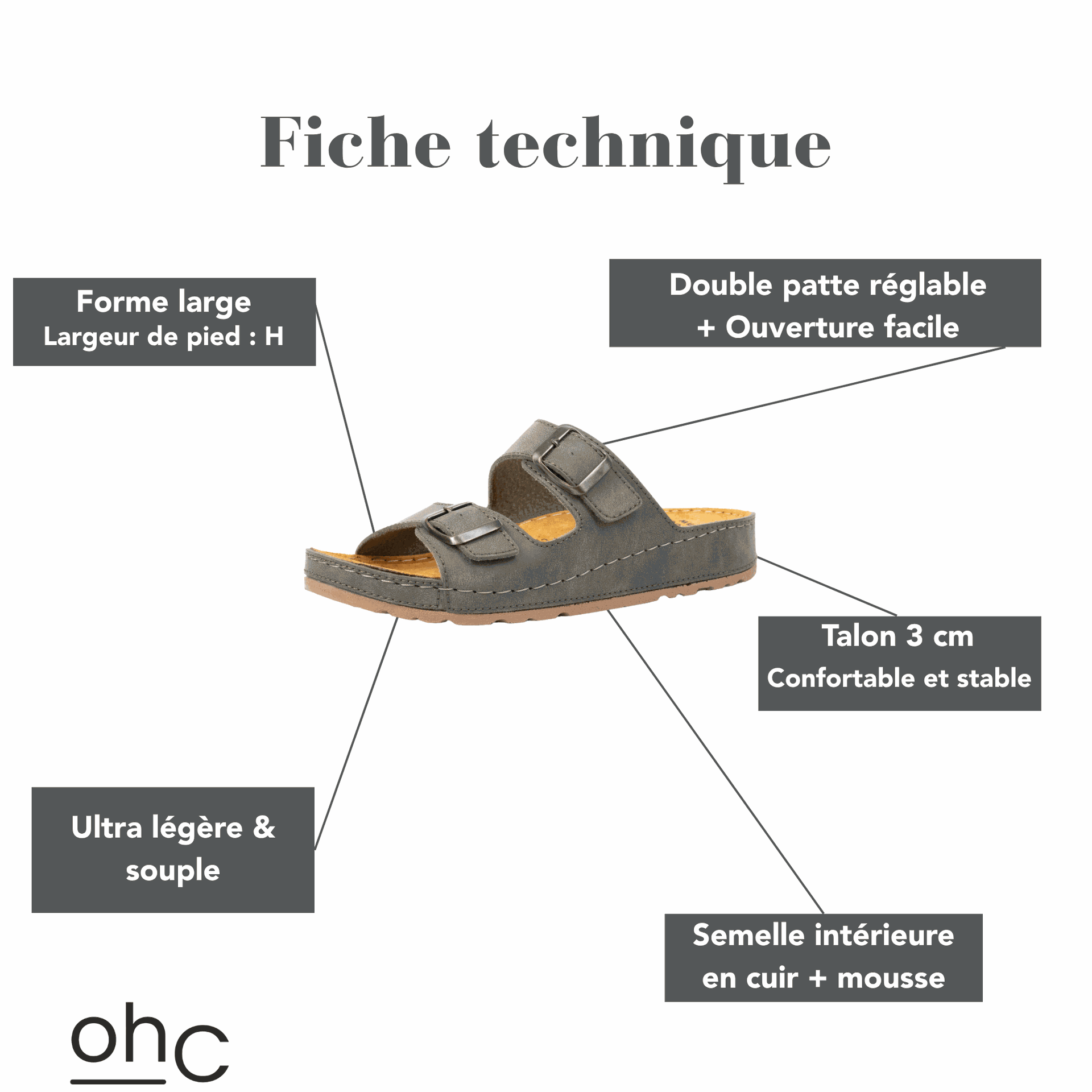 Gabylou - Vente Sandales – femme - Sandales largeur H pour pieds larges - Modele Hibiscus27