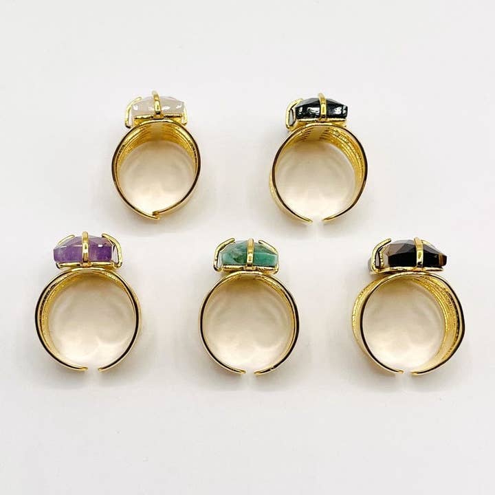 Rock Paradise - Wholesale Cocktail/Statement Ring - Crystal Rectangle Gemstone Gold-Plated Cigar Ring