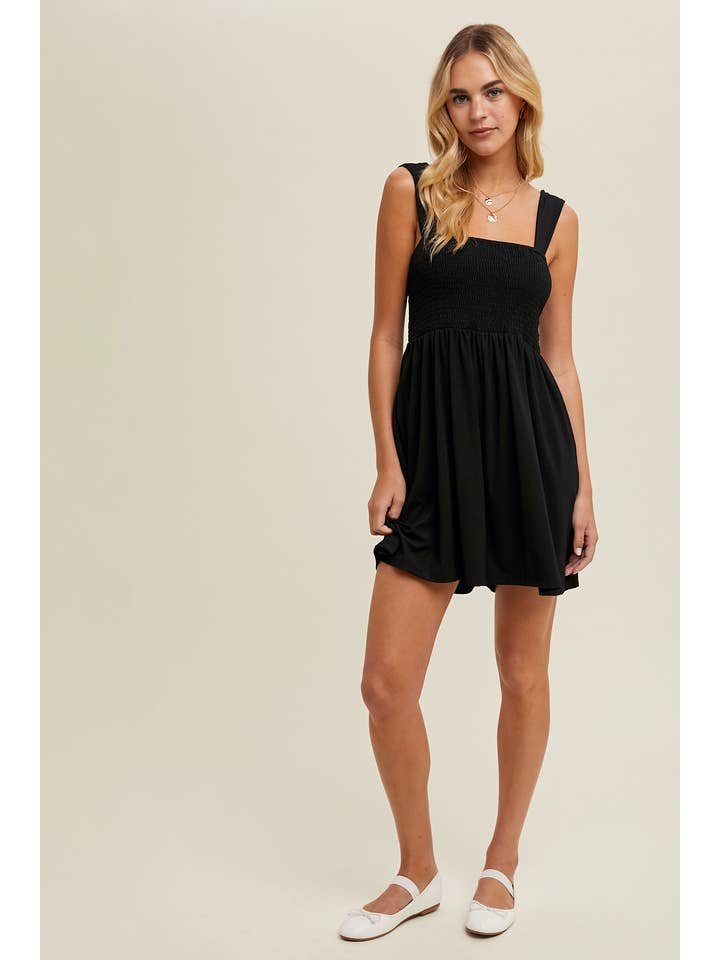 Wishlist Apparel - Wholesale Romper - Women's - KNIT CAMI ROMPER WITH SMOCKED BODICE / WL24-9513