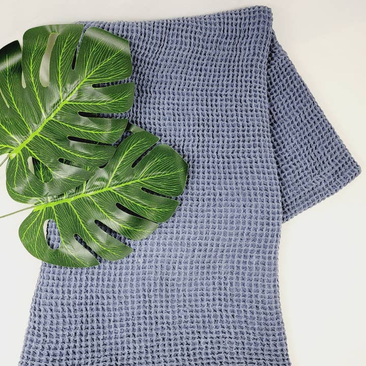 Waffle Towel, Throw Lightweight Quick Dry - Navy for wholesale by EBRU Home