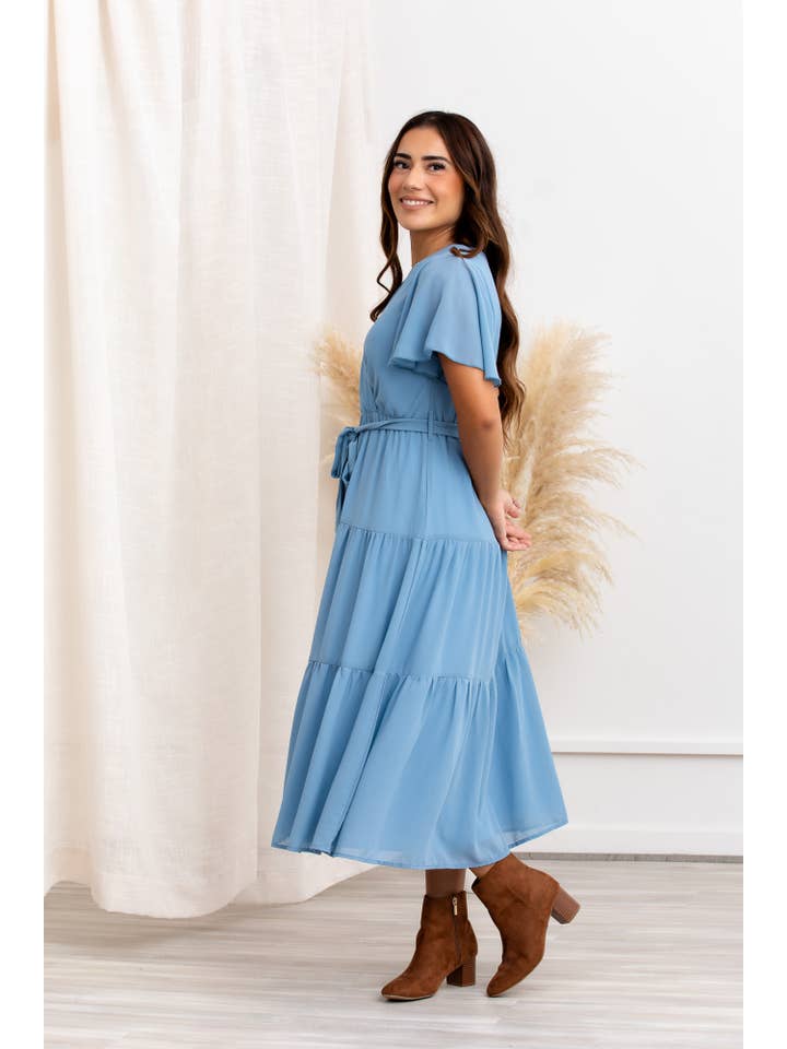 Peony Alley - Vendita all'ingrosso Vestito - Donna - Abito midi tinta unita color ambra19