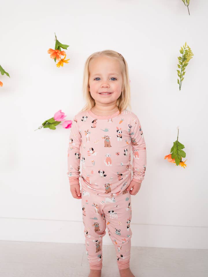 Puppy Egg Hunt (Long Sleeve PJ) - Pink for wholesale by DreamLet