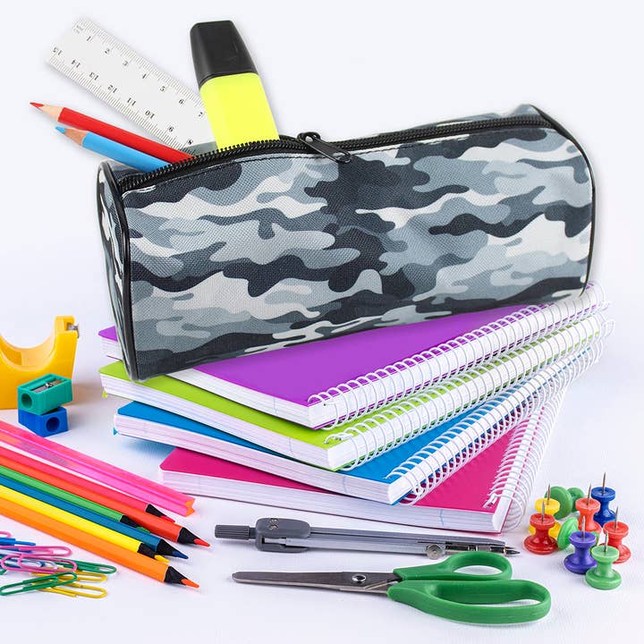 Powell Creative Products Ltd – wholesale Pencil case/pouch – Camouflage Pencil Case Camo Grey Barrel