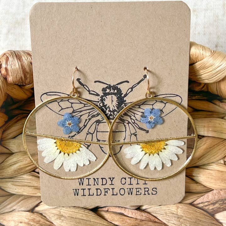 Flower Earrings Real Flower Earrings Pressed Flower Earrings for wholesale by Windy City Wildflowers