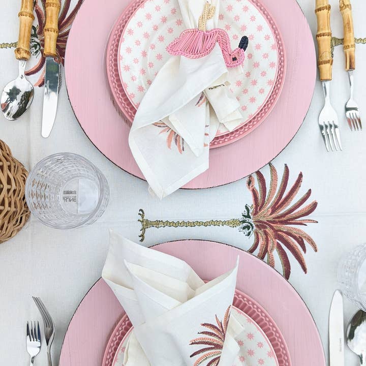 LNH EDIT - Wholesale Dinner & Cloth Napkin - Palm Tree Pink Napkin, Set of 41