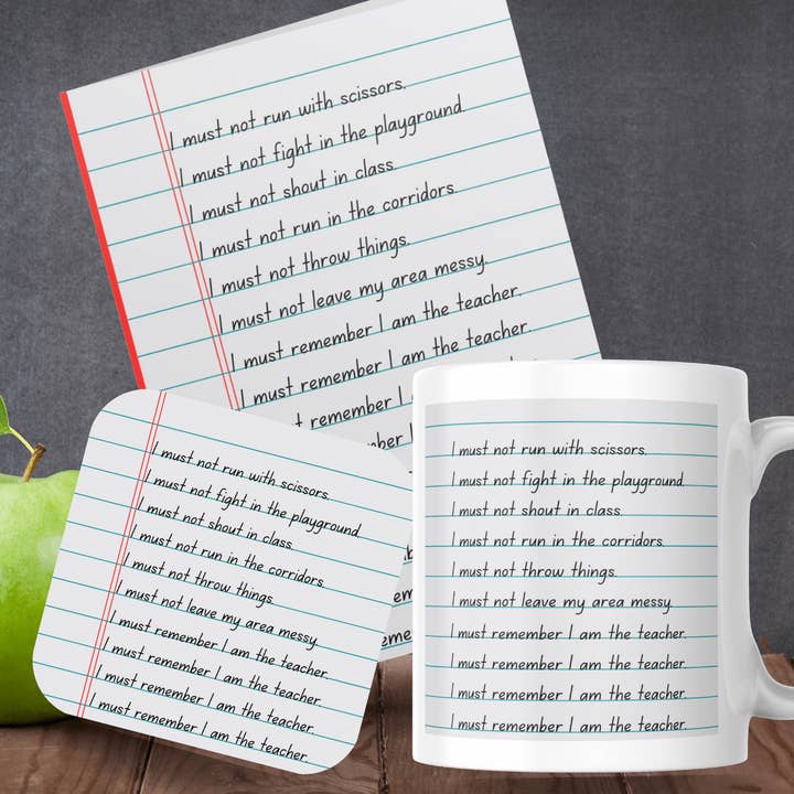 Lustiger Untersetzer für Lehrer, 9 x 9 cm, Rückseite aus Kork für den Großhandel von Lunabuloona