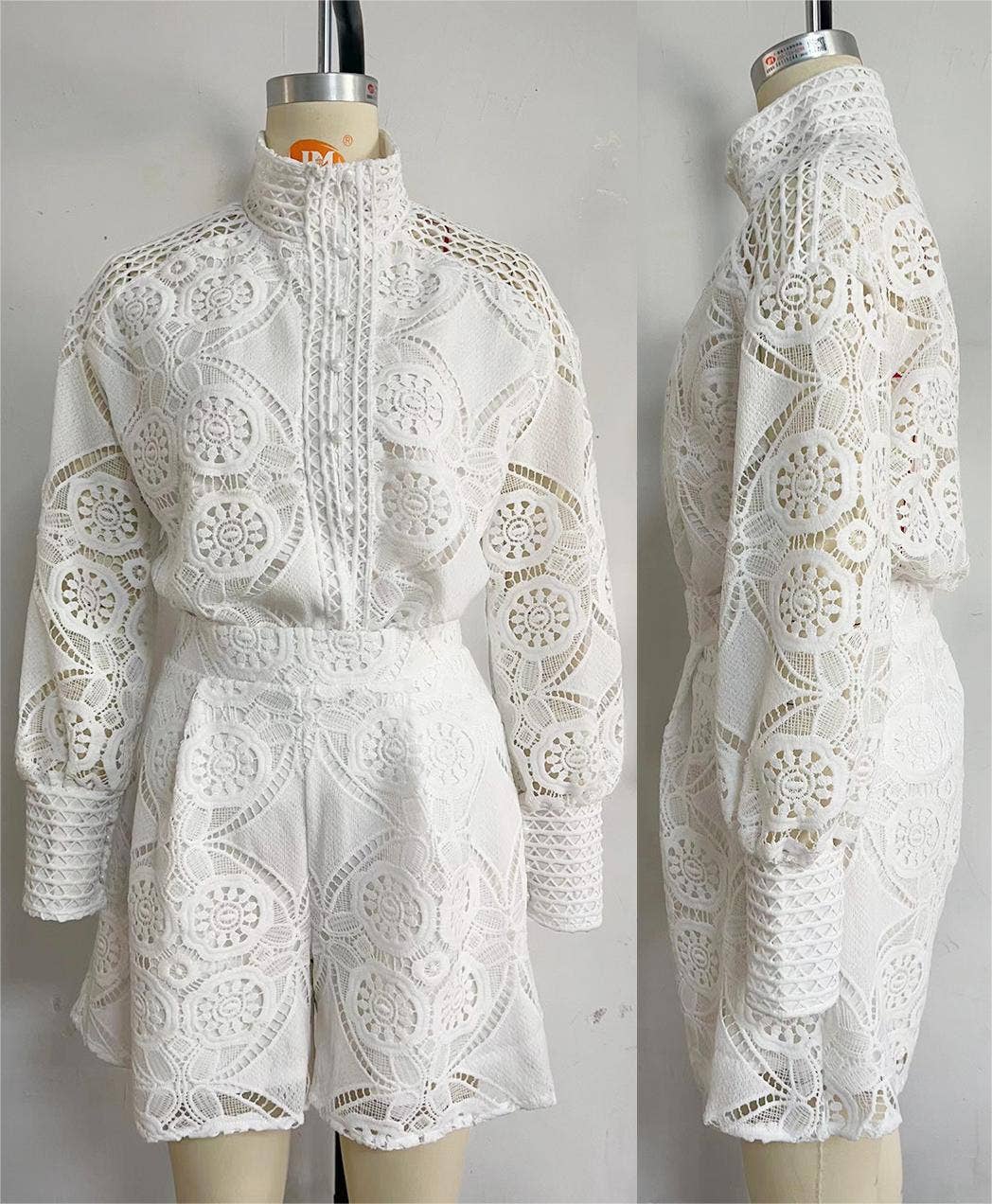 Rosa Clothing - Wholesale Top & Short Set (NOT Loungewear) - Women's - Cut out lace boho shirt top shorts sets0