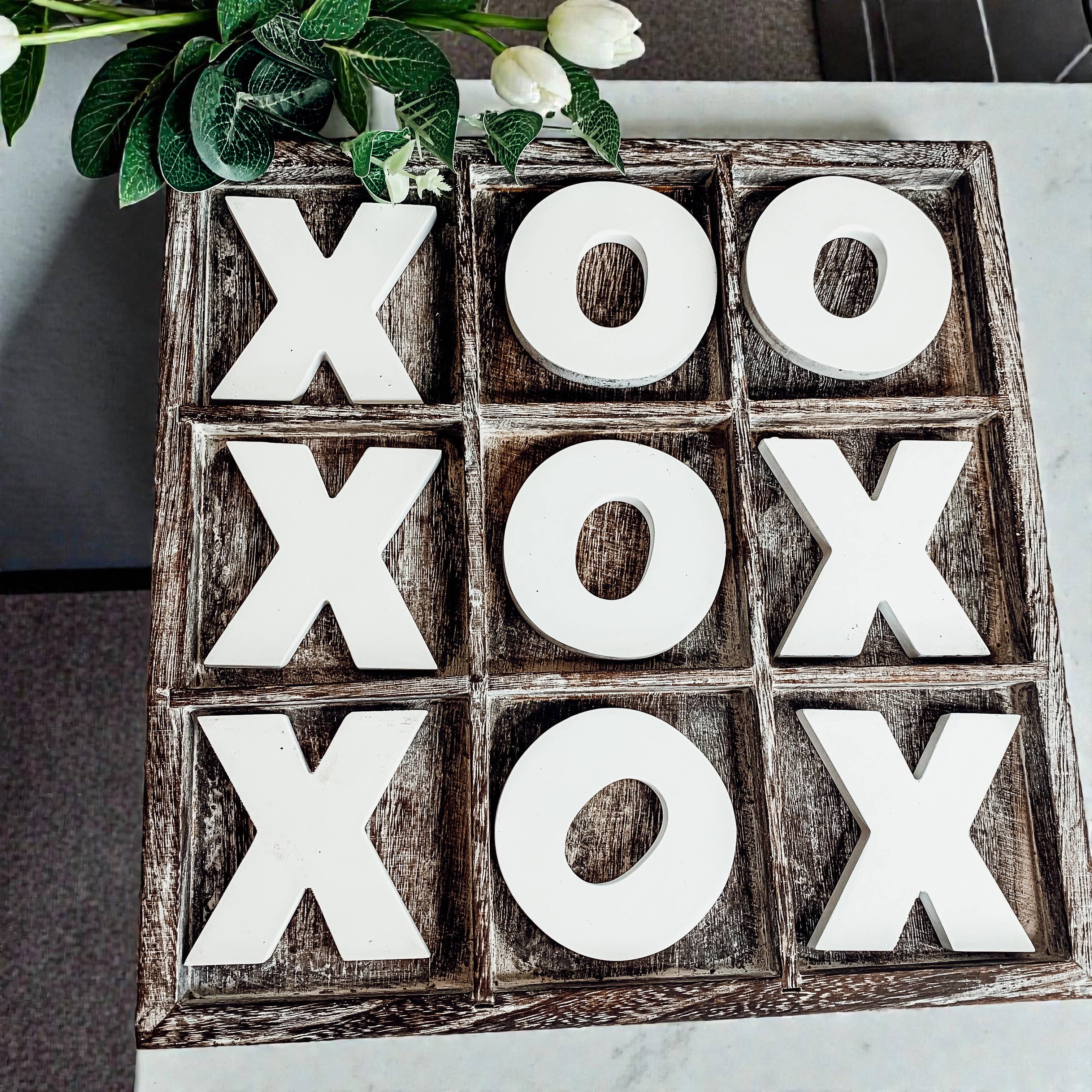 Gia Roma - Wholesale Decorative Tabletop Object - Wooden Tabletop Game + Decor, Tic Tac Toe Wood Game, Rustic36