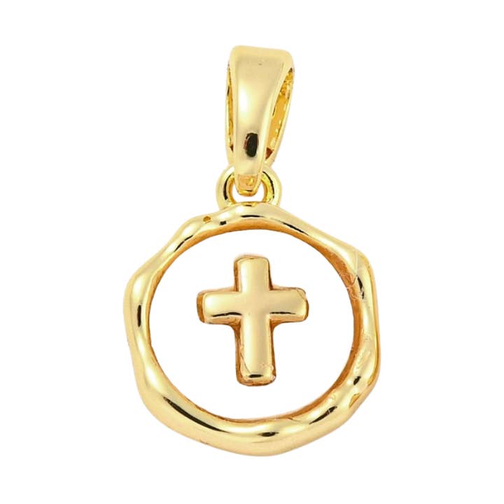 The Charm Bar Company - Wholesale Individual Charm/Pendant - Gold Shell Cross Charm0