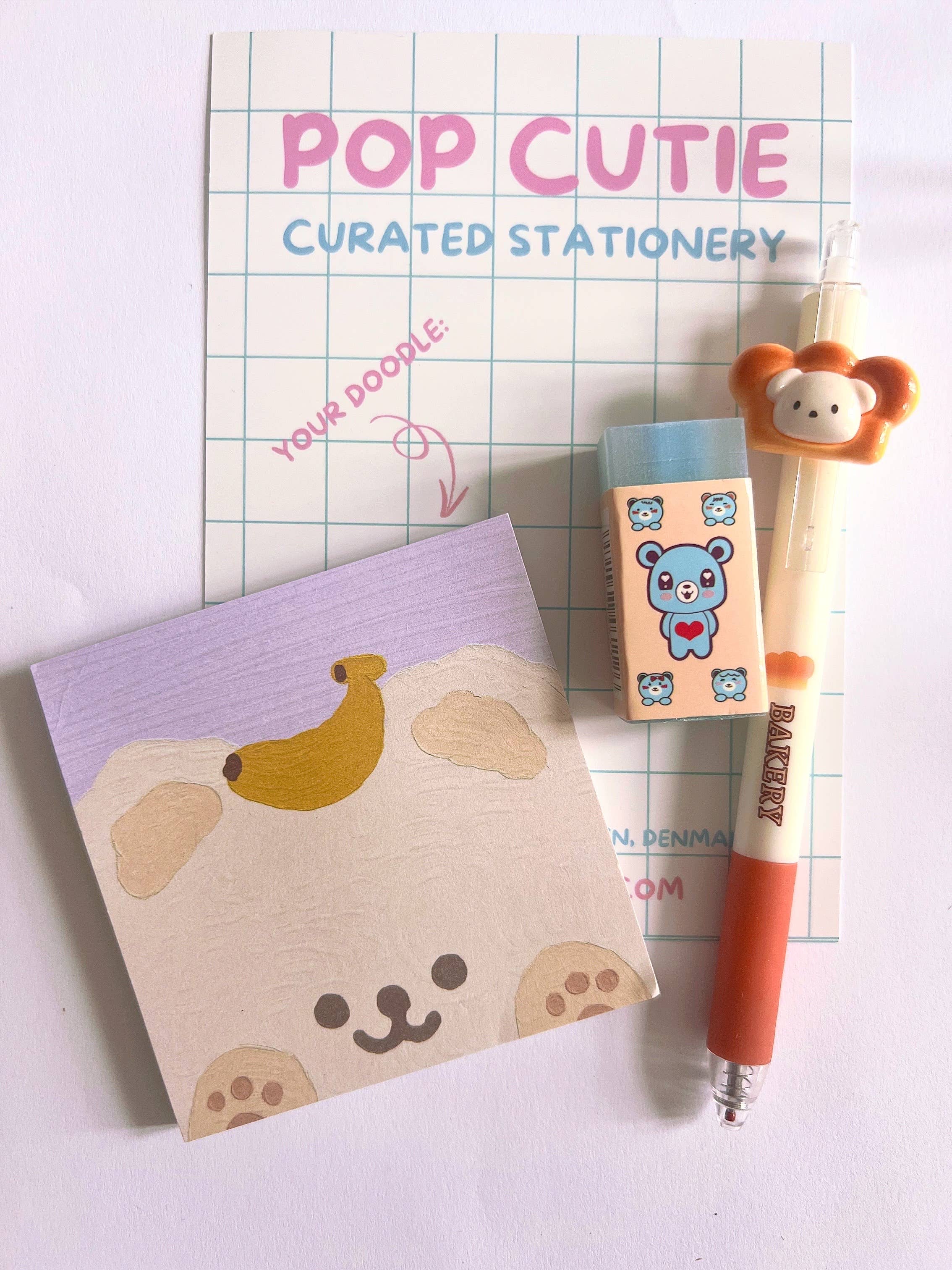 Pop Cutie Accessories & Gifts - Wholesale School Supplies - Kids - Pop Cutie Kawaii Bear Stationery Gift Set - Memo Pen Eraser3