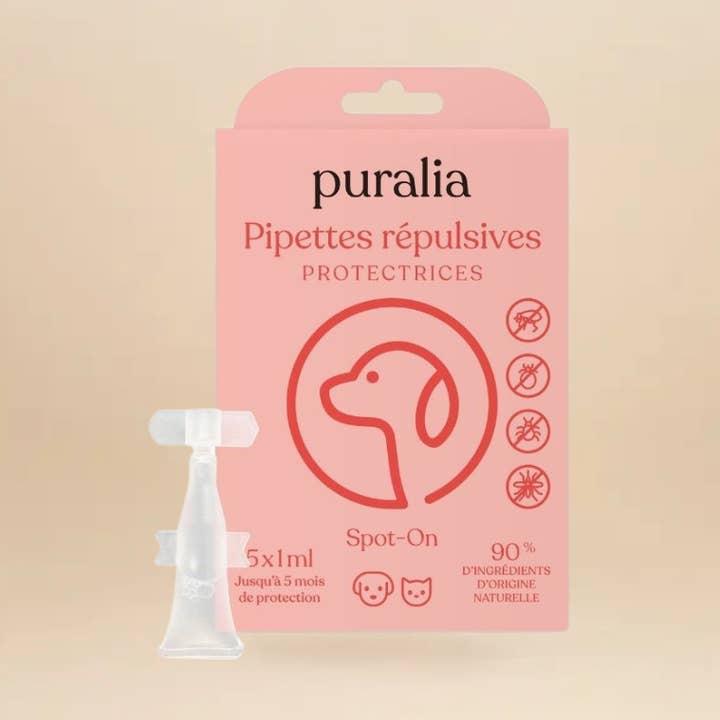 5 pipettes répulsives Spot-on 1 ml PURALIA pour la vente par UKAL GREEN