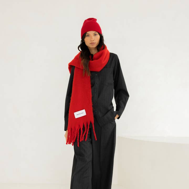 Arctic Fox & Co. - North America - Wholesale Scarf - Women's - The Stockholm Scarf - 100% Recycled - Crimson Red - AW24