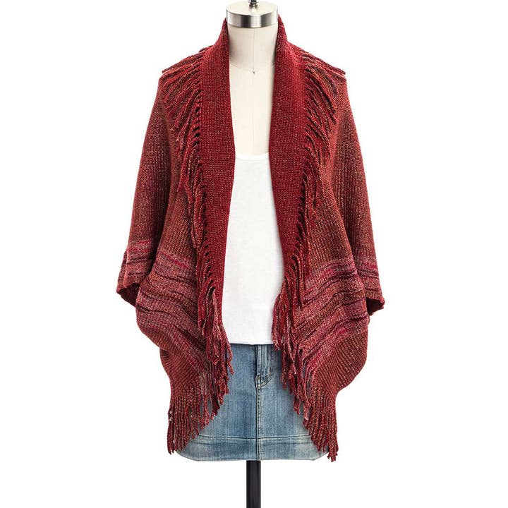 Artini Accessories - Wholesale Cardigan - Women's - Fringe Lapel Collar Knit Cardigan1