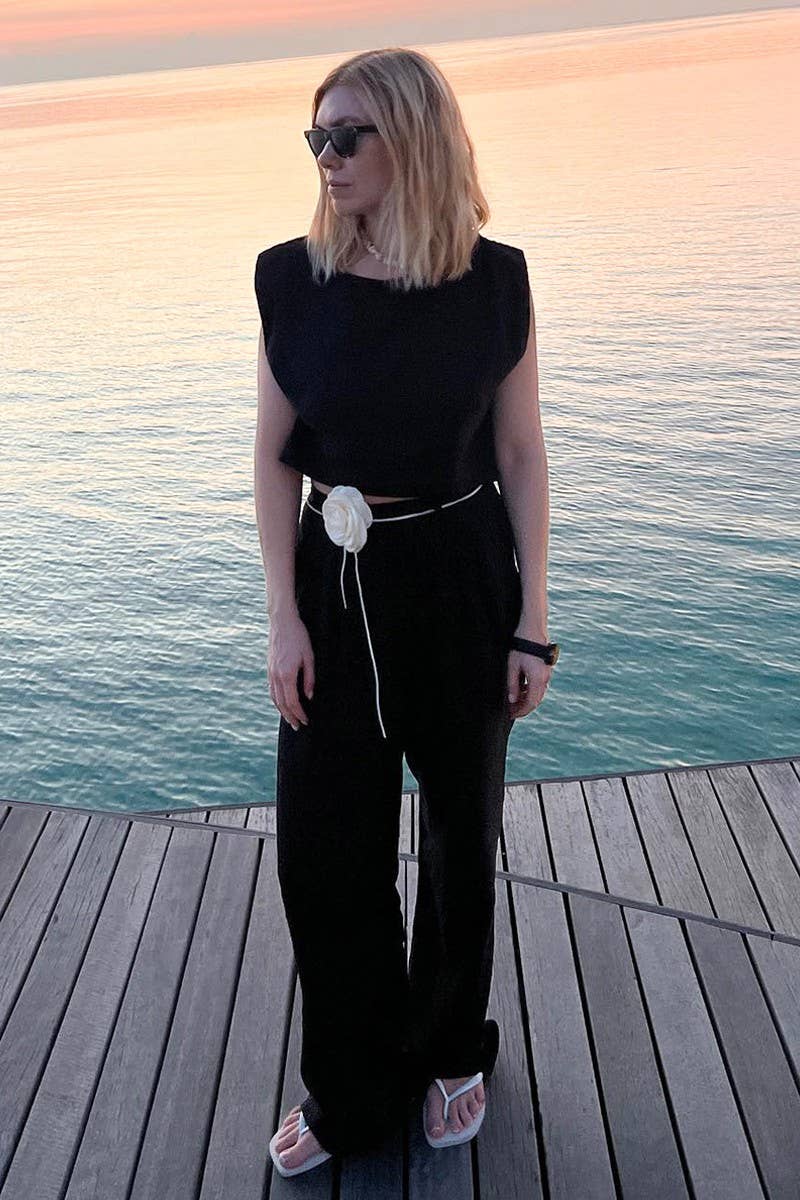 NINEXIS - Wholesale Top & Pant Set (NOT Loungewear) - Women's - CWSTB1800_LINEN SLEEVELESS TOP & WIDE LEG PANTS SET9