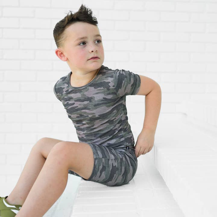 millie + roo LLC - Wholesale Sleepwear Set - Kids - TWO PIECE SHORTIE SET- Chris Camo Ribbed3