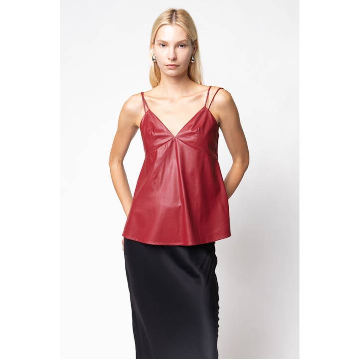 Naked Zebra - Wholesale Tank Top - Women's - Vegan Leather Double Strap Peplum Cami6