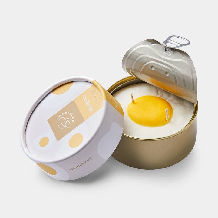 Vanilla Scented Egg Tin Candle – Handmade - 30 h burn time for wholesale by CandleHand (Free Duties for US)