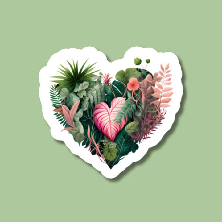 Love Plants Heart Sticker, Monstera Sticker, Plant Shop for wholesale by The Vinyl Rose