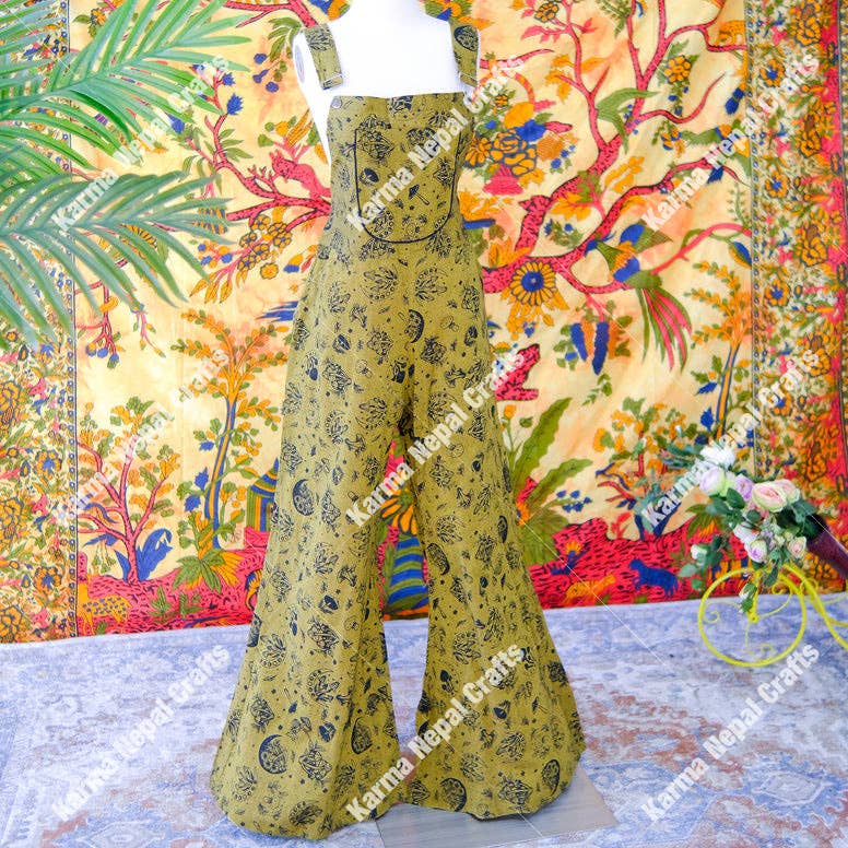 Karma Nepal Crafts - Wholesale Jumpsuit - Women's - Magical Celestial/Mushroom Wide Leg Jumpsuit7