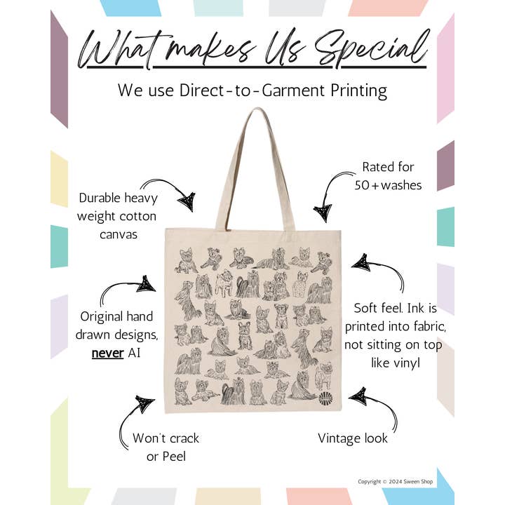 Sween Shop – Großhandel Tragetasche – Unisex – Yorkshire Terrier Yorkie Canvas Tragetasche für Haustier Hund Geschenk3