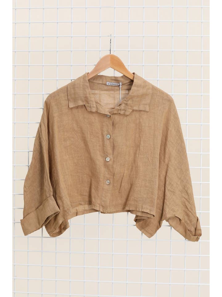 la maison des fibres naturelles - Wholesale Button Down Shirt - Women's - Linen crop shirt 83263 100% linen23