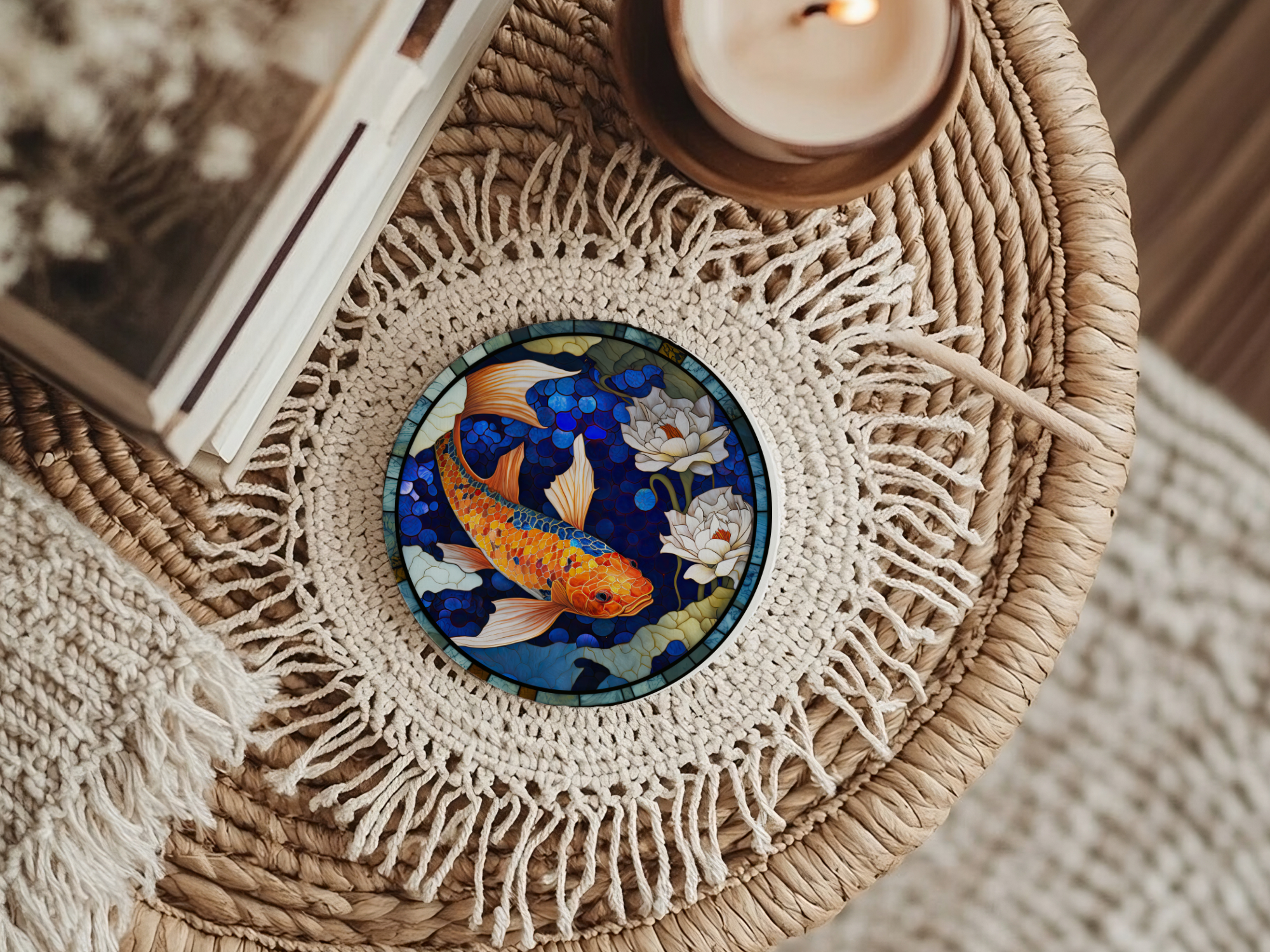 Fernville Creations - Wholesale Coasters - Stained Glass Koi & Goldfish Ceramic Coasters for Home Decor9