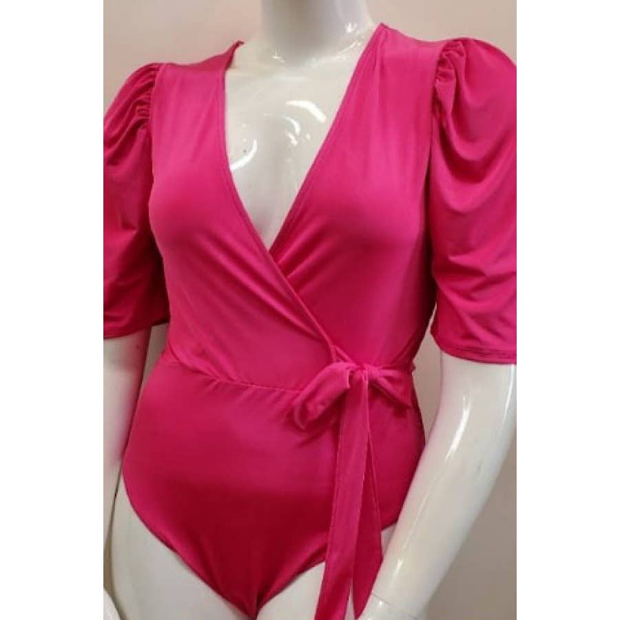 Curve Market – wholesale Bodysuit - Dam – PLUS STORLEK SURPLICE PUFF ÄRM BODYSUIT2