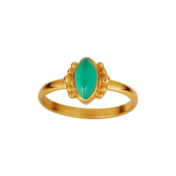 Juulry – wholesale Solitairering – Guldpläterad indisk ring med röd granat