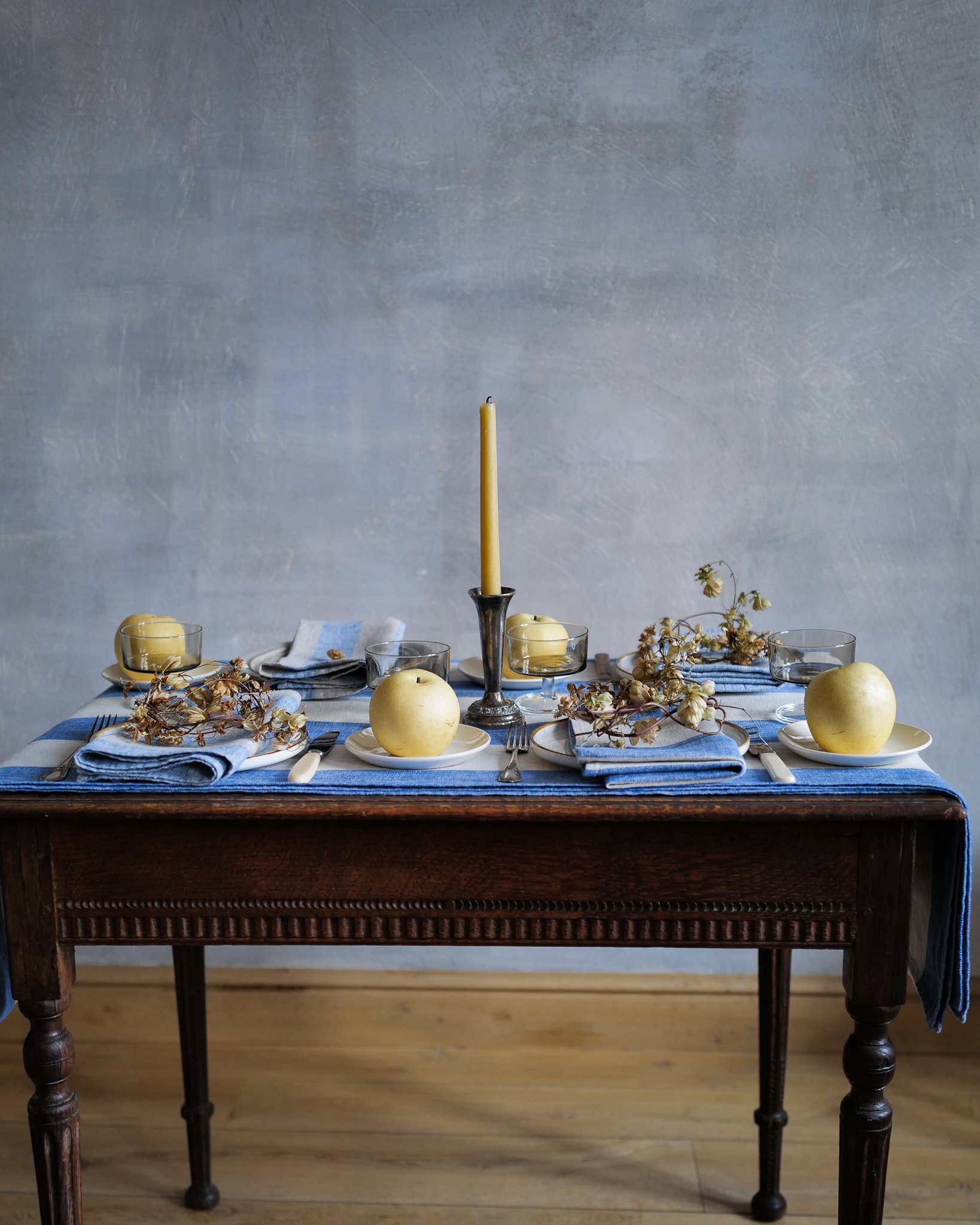 bleu Nappe en lin bleu naturel Venise en vente sur Faire0