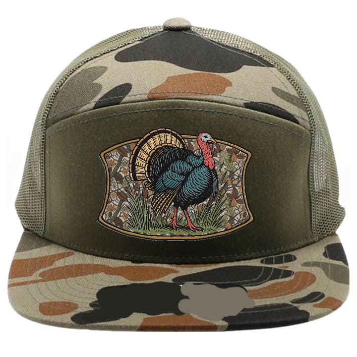 ThatsRad - Vendita all'ingrosso Cappellino da camionista - Unisex - Cappello Snapback Mimetico a 7 Pannelli per Adulti con Tacchino