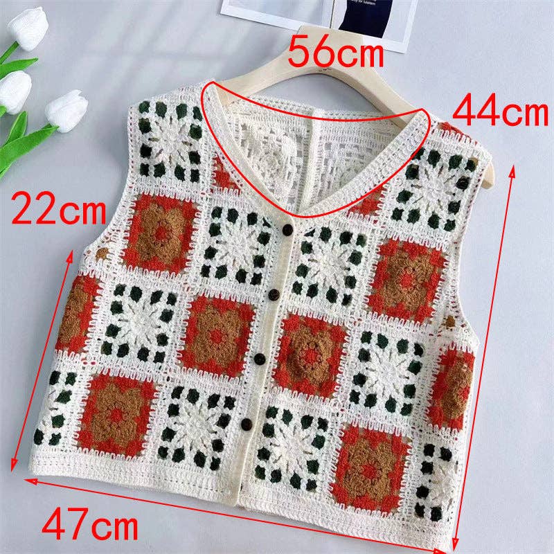 Funkyrel® Atzbranding Limited - Vente Veste sans manches – femme - Gilet ample en crochet ajouré bicolore4