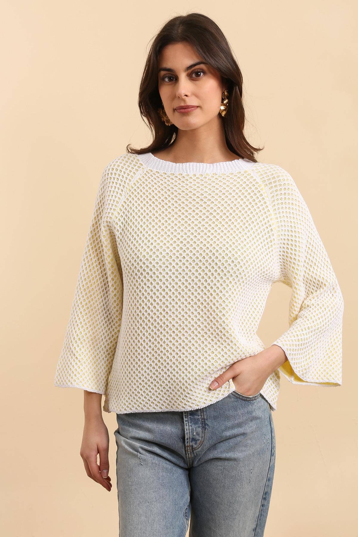 NAÏS PARIS – wholesale Knitted jumper – Women′s – ROUND NECK RAGLAN SLEEVE SWEATER 100% COTTON7