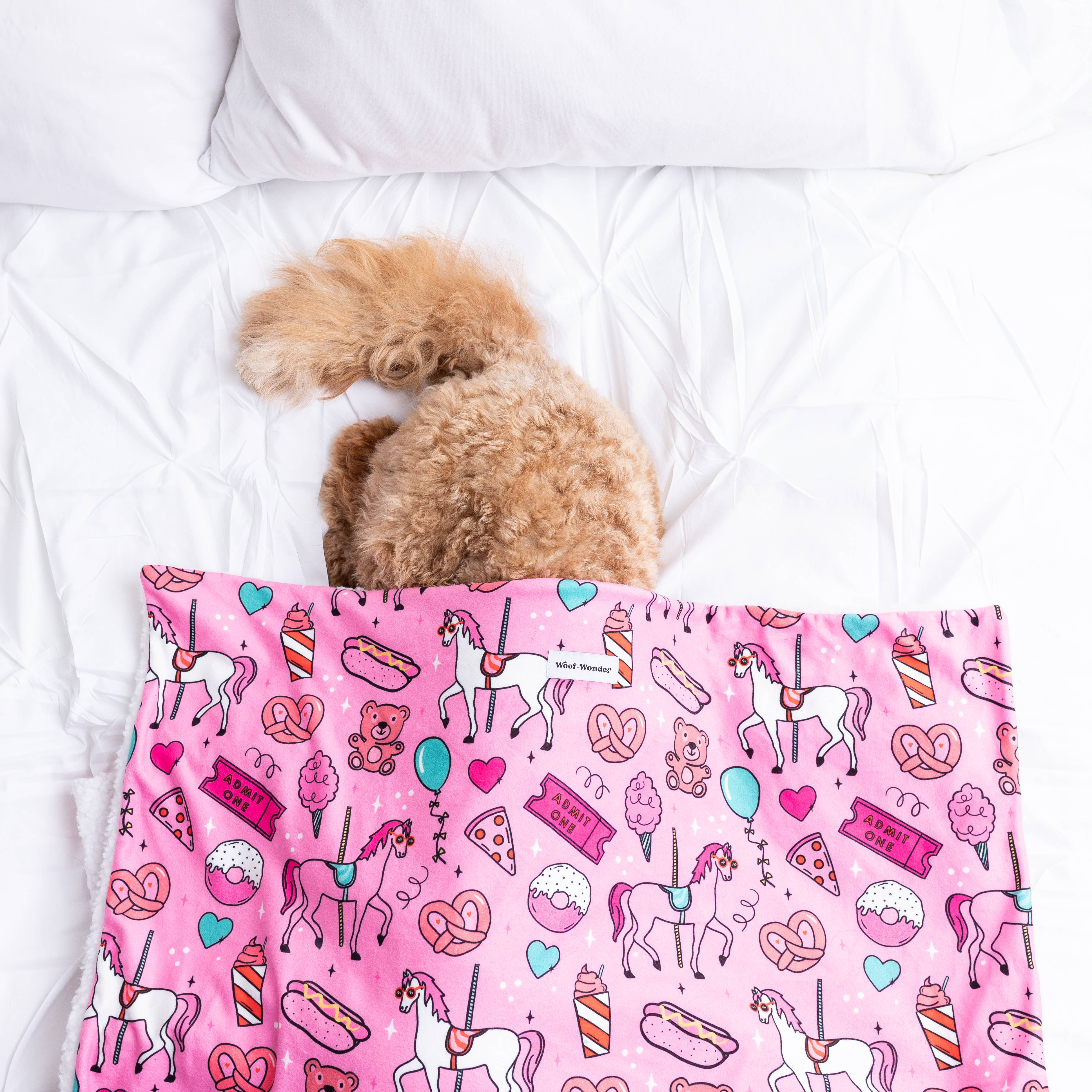 Woof & Wonder - Wholesale Pet Blanket - Dog - Pink Carnival Dog Blanket with Warm Sherpa Fabric1