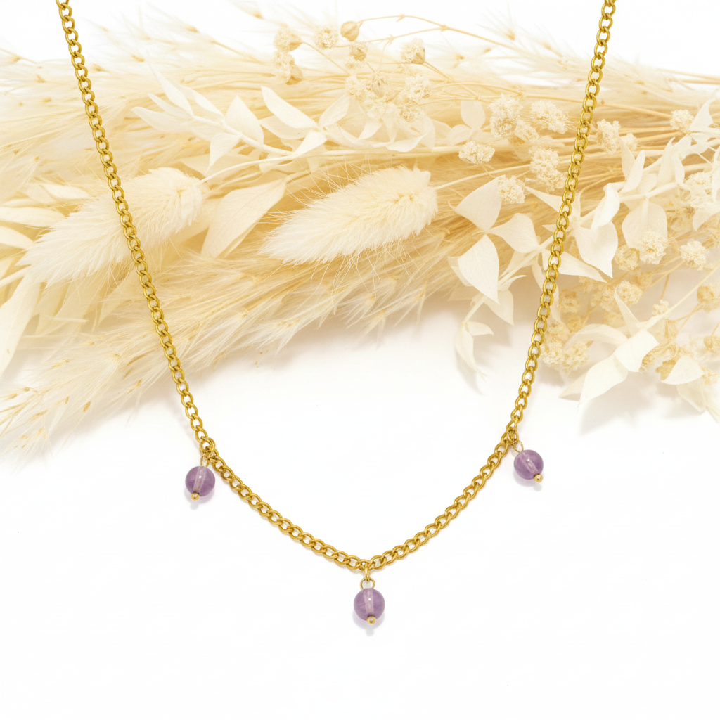 Produtos Namasté - Wholesale Pendant/Charm Necklace - Amethyst Stone Necklace0