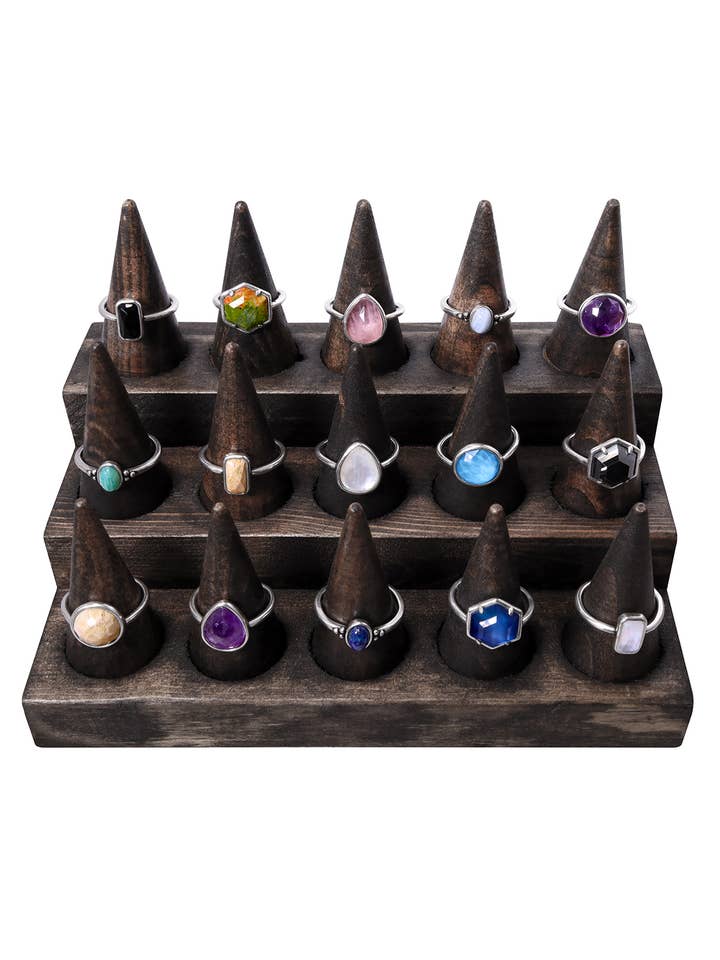 11,00 $ st x 15 st Halvädelsten Justerbara Ringar för wholesale av Zoey Simmons