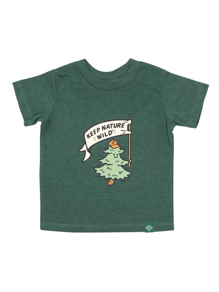 Happy Camper Pine Toddler Tee | Heather Forest for wholesale by Keep Nature Wild