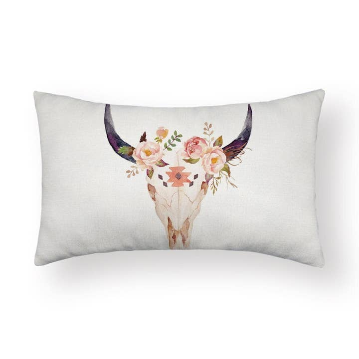 Kussenhoes Schedel - Bloem Lang voor wholesale door By Javy
