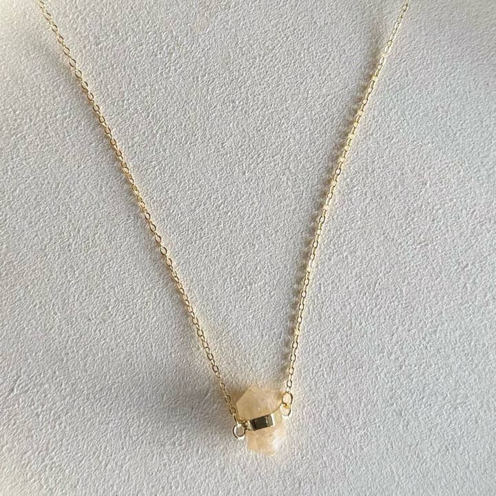 Minimal Citrine Necklace - Gold for wholesale by Omen Bazaar LLC