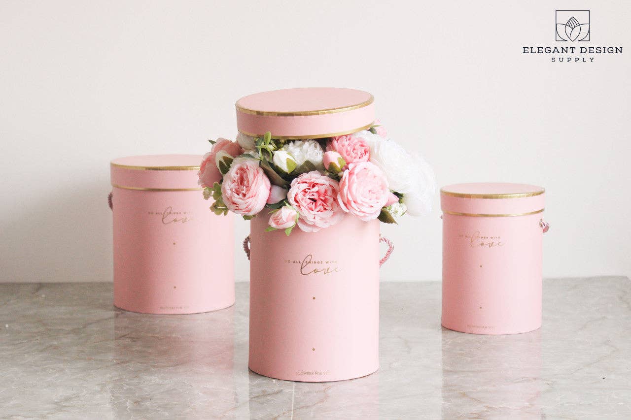 Elegant Design Supply - Wholesale Gift box - Do all things with Love Round Hat Flower Box6