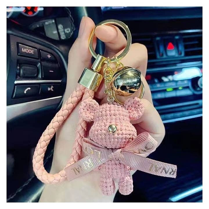 UZ Wholesale Store - Wholesale Keychain - Women's - Knitted Bear Keychain Bag Charm - Adorable and Stylish1