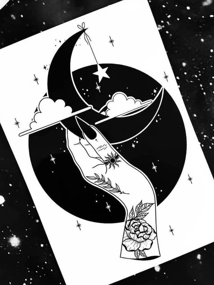 Moon Lover Illustration | Art Print A5 A4 | Wall Decor for wholesale by StaceyVictoriaIllustrations