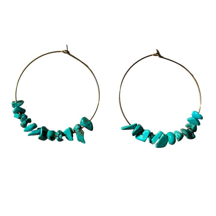 OE! - Wholesale Hoop Earrings - FRAMMENTI MARINI - Turquoise Howlite stone hoops