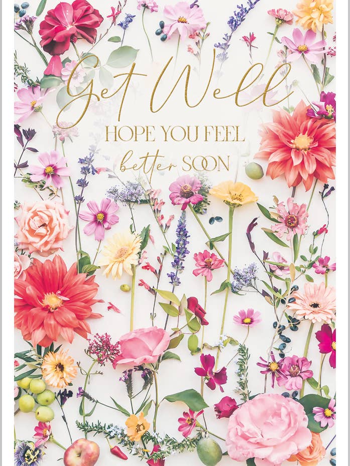 GET WELL PINK FLOWERS GREETING CARD ABACUS for wholesale by Notes & Queries, Inc.