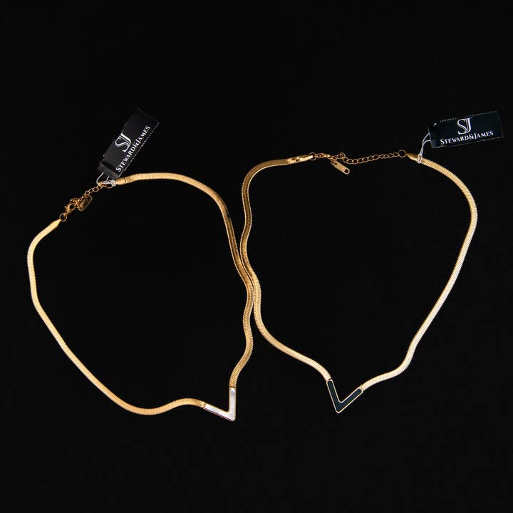 Steward & James - Vente Collier maille et chaîne - Collier Victoria en noir