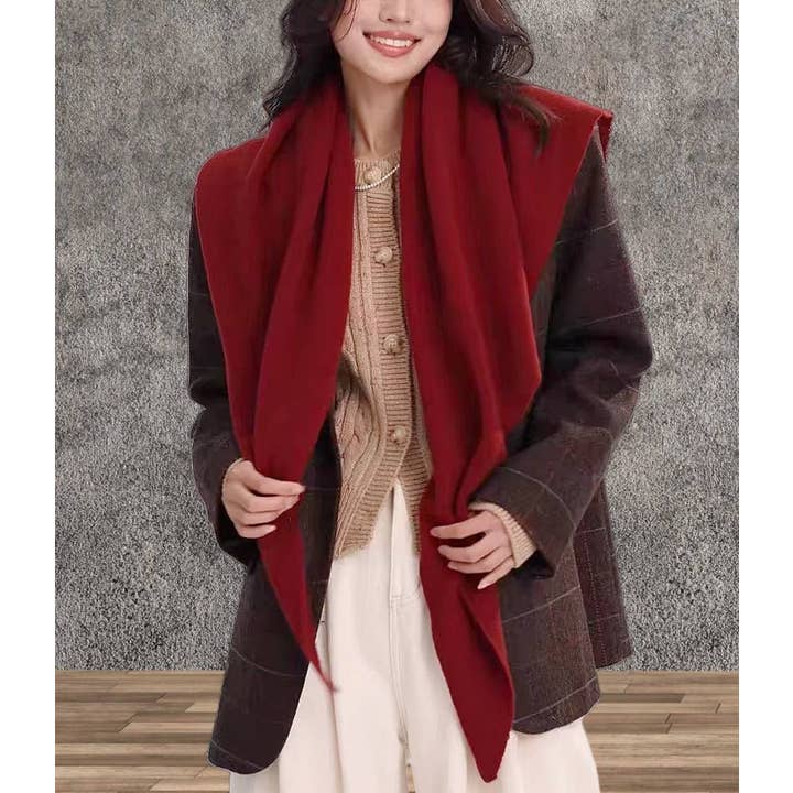 JC Sunny Fashion – wholesale Scarf – Women's – JC063345 Cashmere-Blend Knit Triangle Shawl with Cross-Front Design