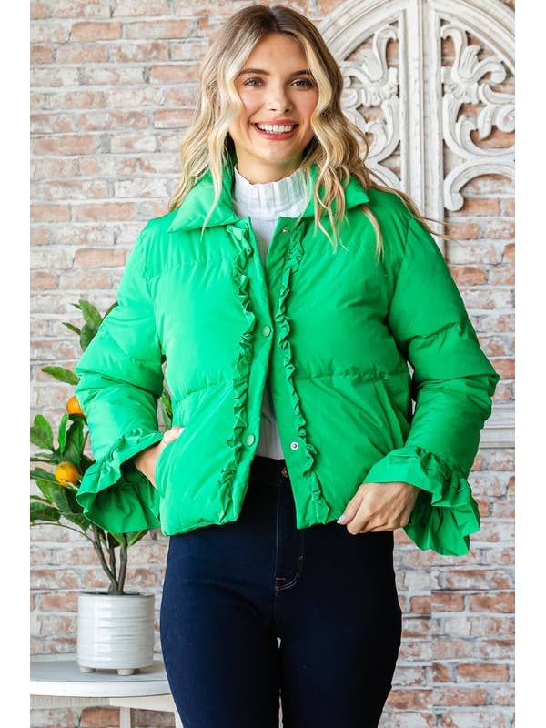 Short Ruffle Puffer Jacket for wholesale by MintChoco
