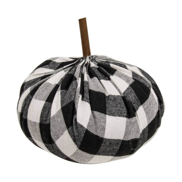 Black & White Buffalo Check Stuffed Pumpkin 6.5" for wholesale by Col House Designs