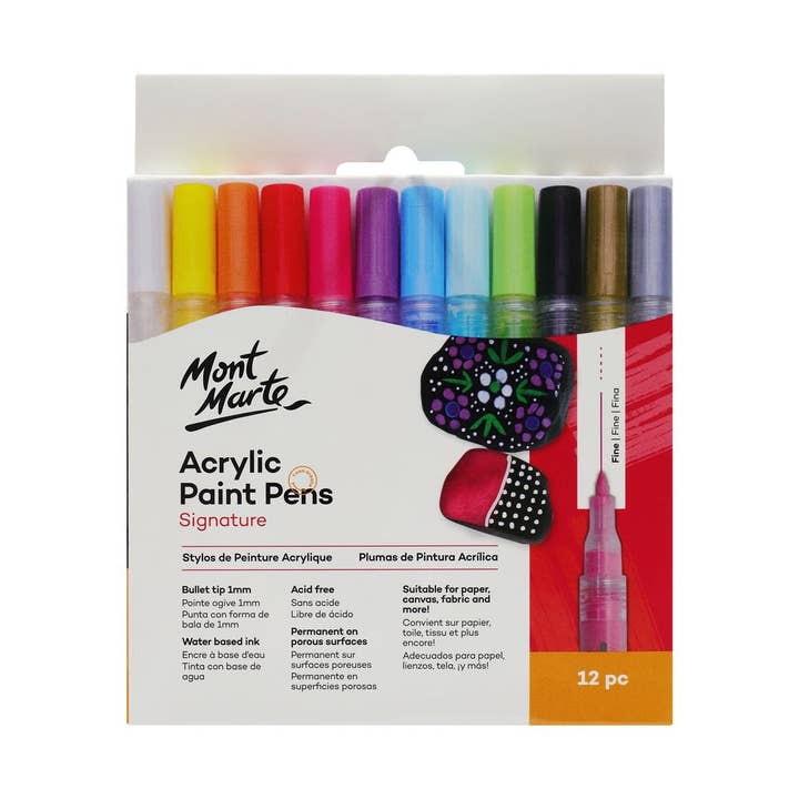Acrylic Paint Pens Signature Fine Tip 1mm (0.039in) 12pc for wholesale by Mont Marte Usa, Inc.