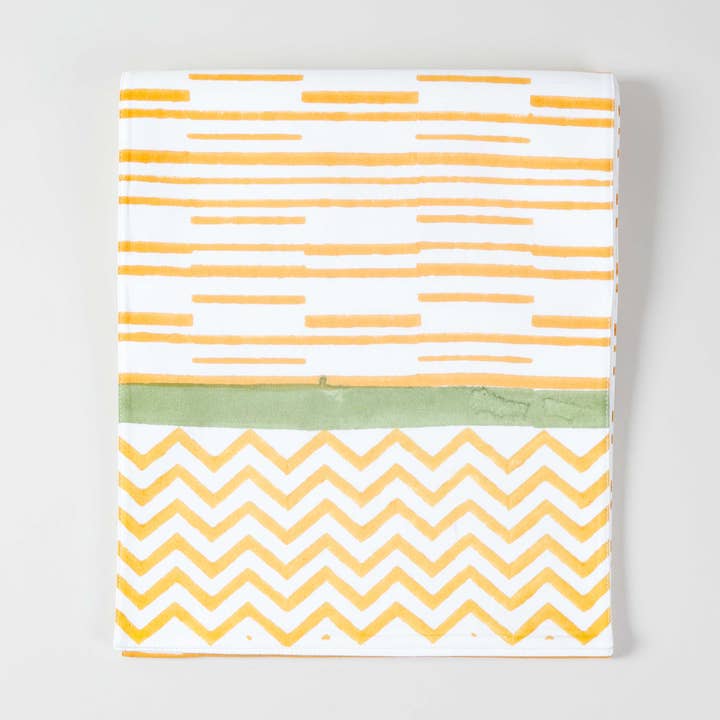 Caminho de Mesa com Risca Estampada à Mão - Laranja por atacado de Eyaas